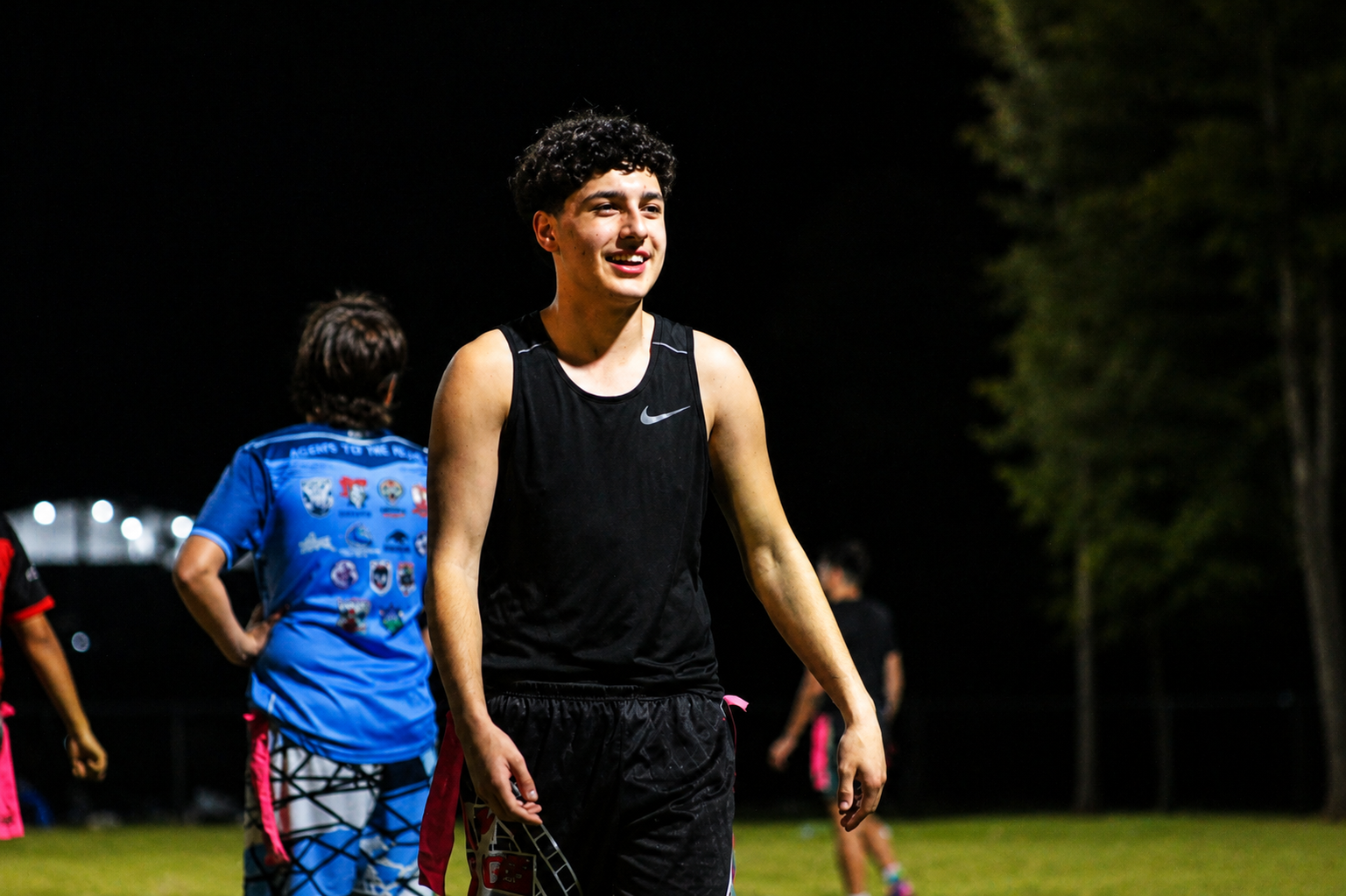 Athlete photographed during a night game under lights